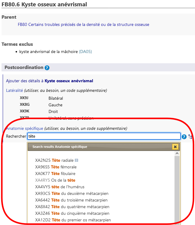 postcoordination screen shot