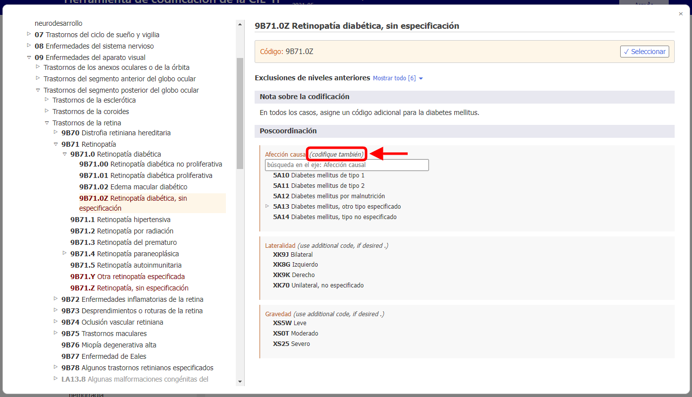 screenshot of Coding Tool mandatory postcoordination example