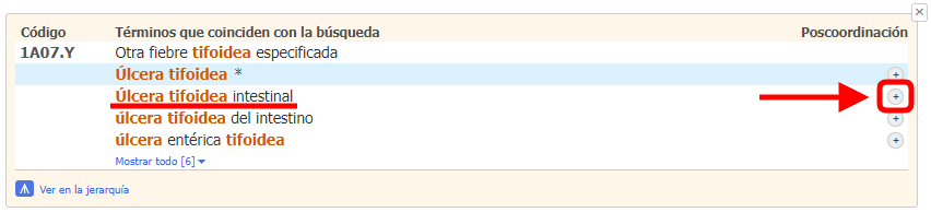 screenshot of Coding Tool postcoordination selected term