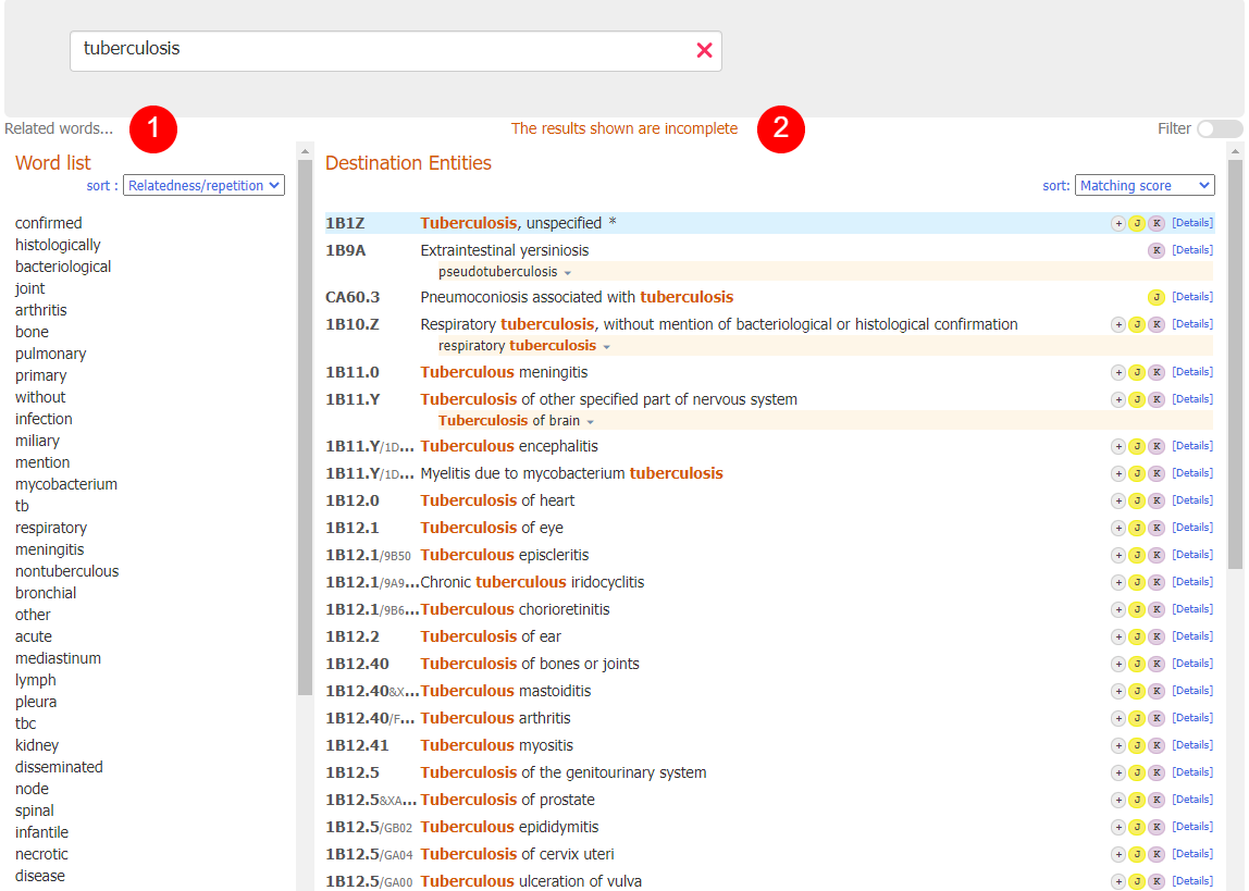 screenshot of Coding Tool search results