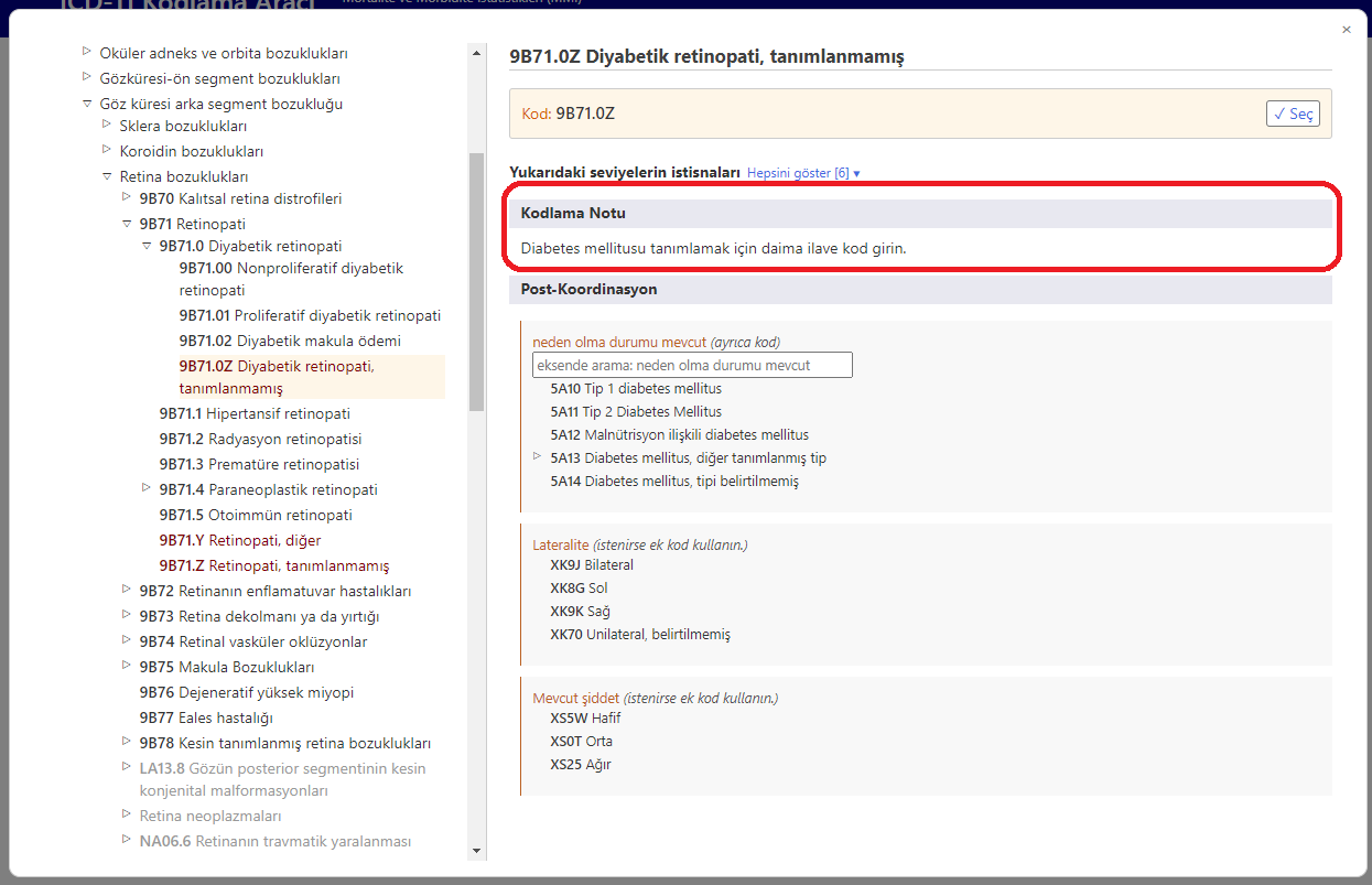 screenshot of Coding Tool coding note example