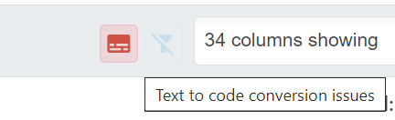 Text to code issues button